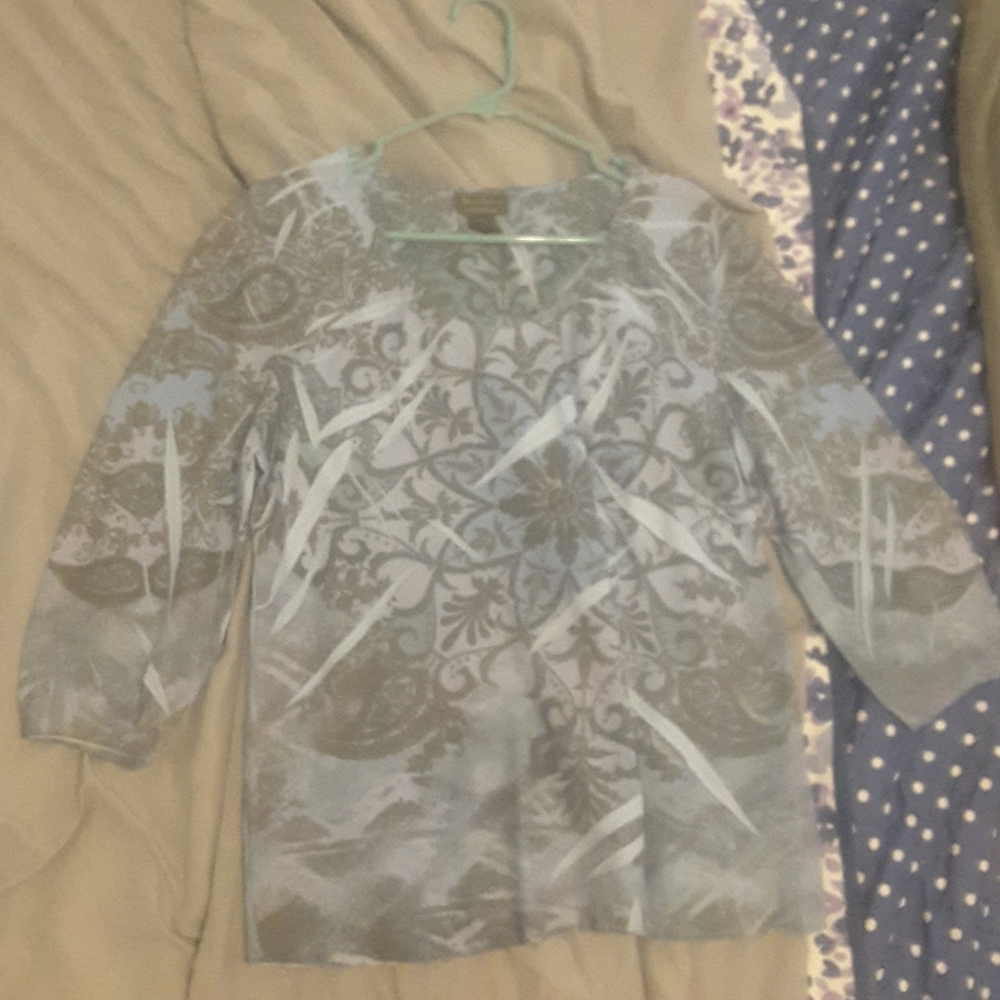 Women's Jane Ashley 3/4 Sleeve Size Large Blue top